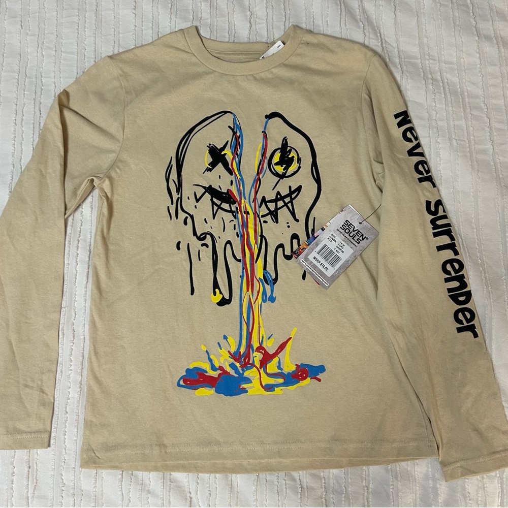 Graphic Long Sleeve Beige Shirt